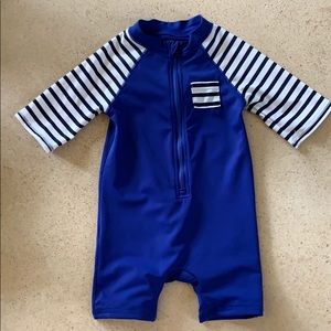 Janie & Jack Blue Bathing Suit, One Piece ZIP Up